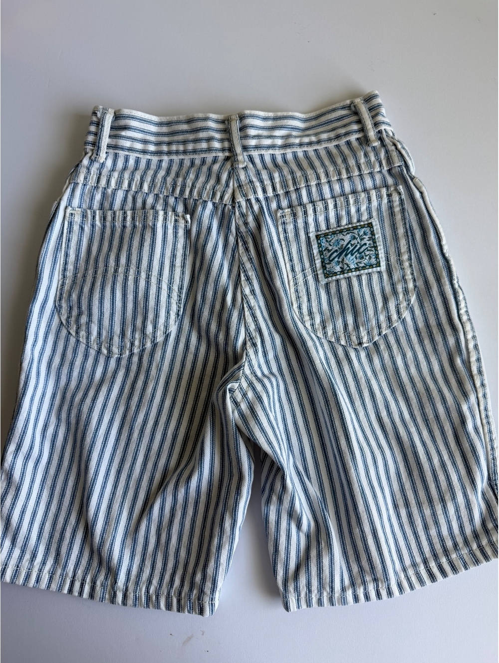 Chic Kids Girls High Rise Striped Denim Jean Shorts Vintage